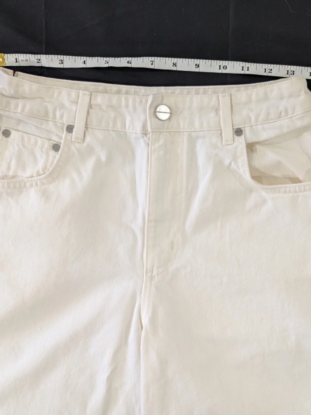 TWP Boxy Relaxed Denim Shorts White Size 24 Bermuda Straight Leg NWT $395 - Picture 9 of 14